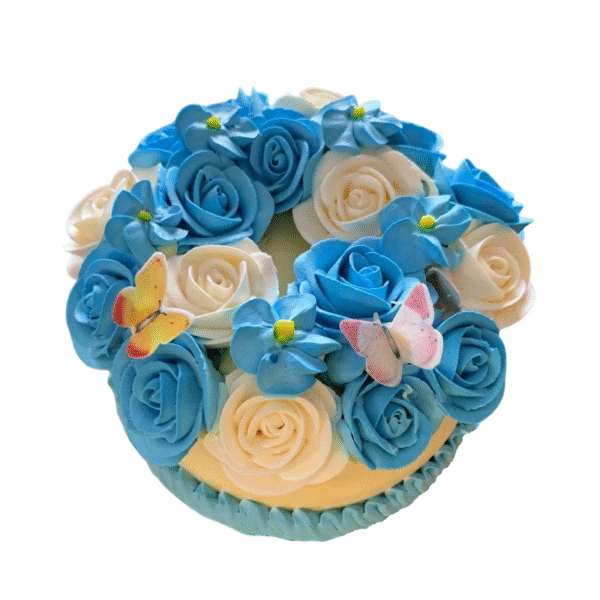 #95 Piped Cream Flowers (Blue)